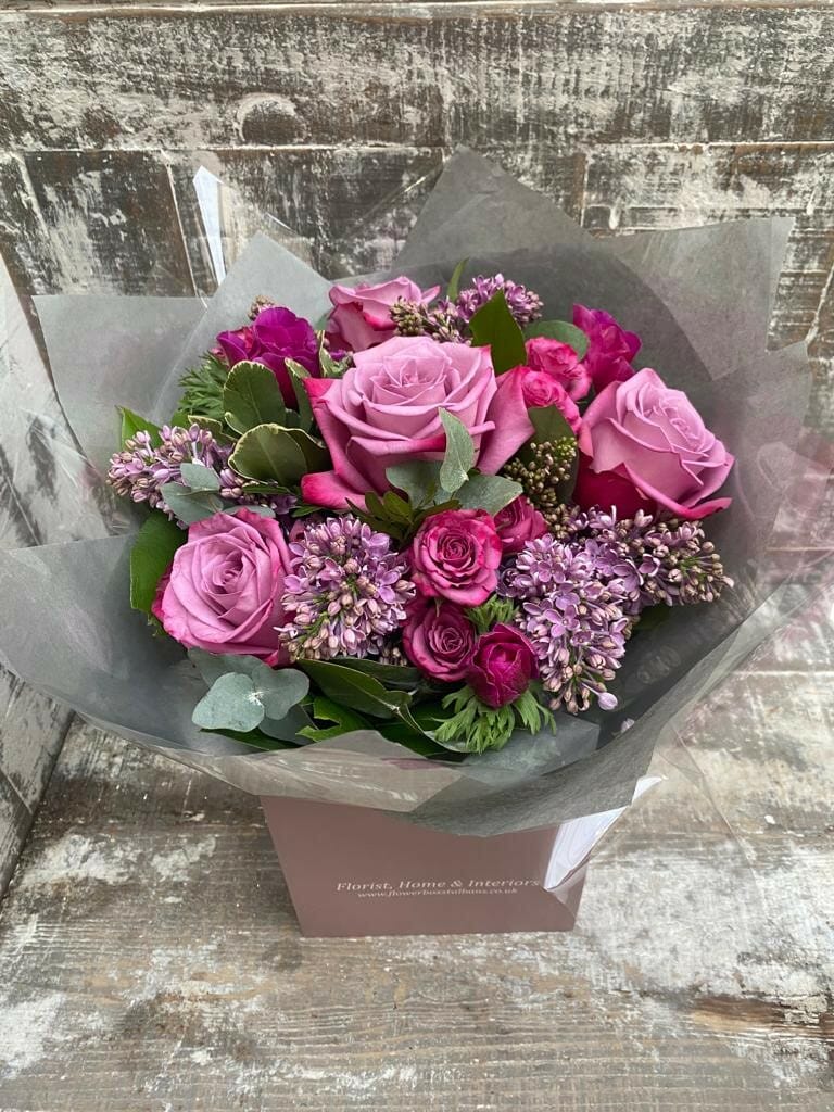 Pretty Pinks & Purples bouquet - Flower Box